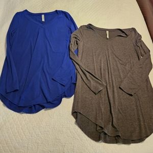 Set of 2 women's tunics, medium, charcoal grey & blue